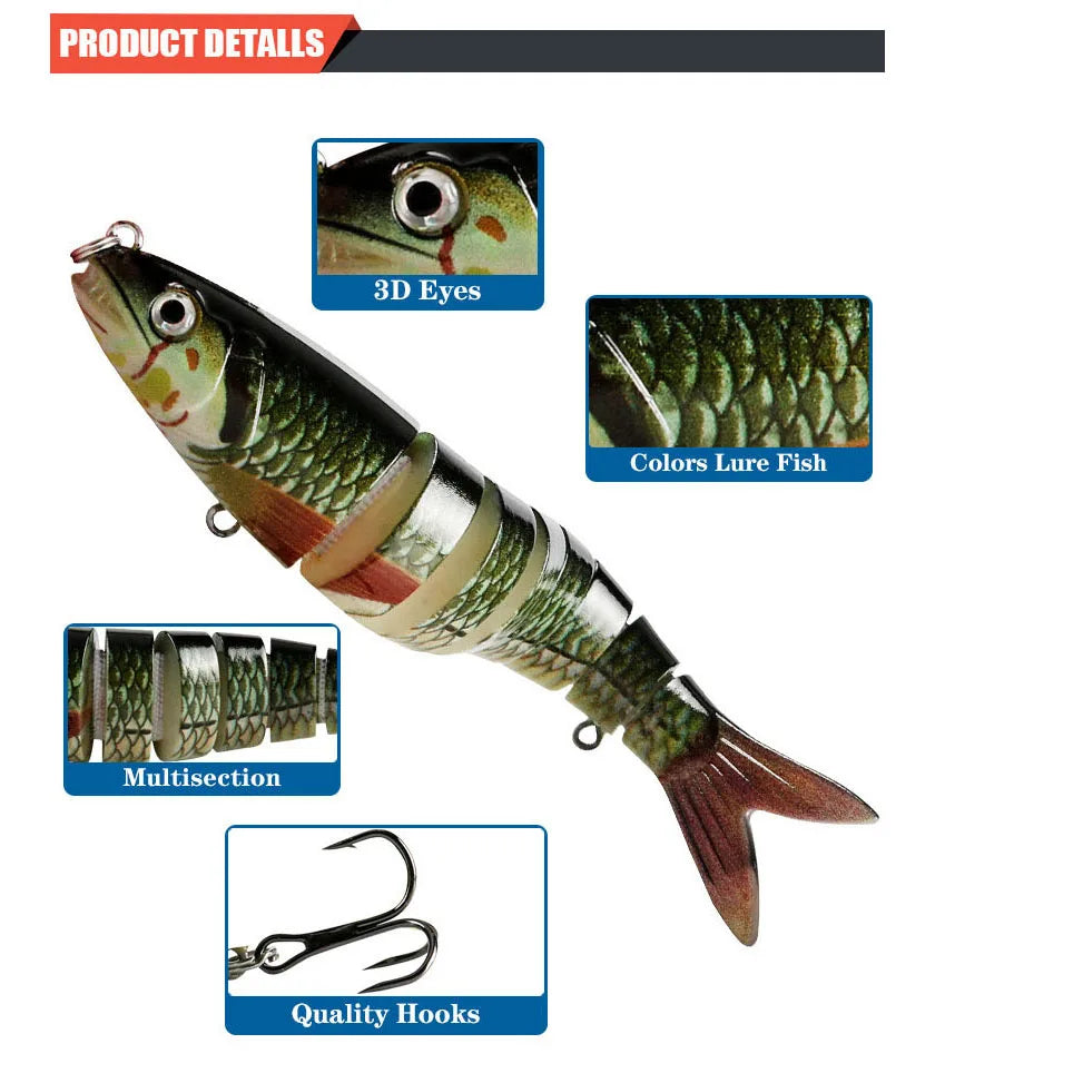 Swimbait 7 Segment Fishing Artificial Bait Hard Lures Multi Jointed 13.5cm Wobblers for Pike Trolling Crankbait