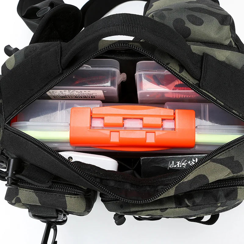 Men Fishing Tackle Bag Single Shoulder Crossbody Tactical Bags Waist Pack Fish Lures Gear Utility Storage Fishing Box Chest Bag