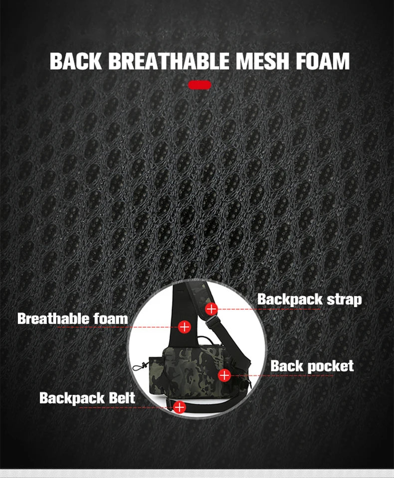 Men Fishing Tackle Bag Single Shoulder Crossbody Tactical Bags Waist Pack Fish Lures Gear Utility Storage Fishing Box Chest Bag