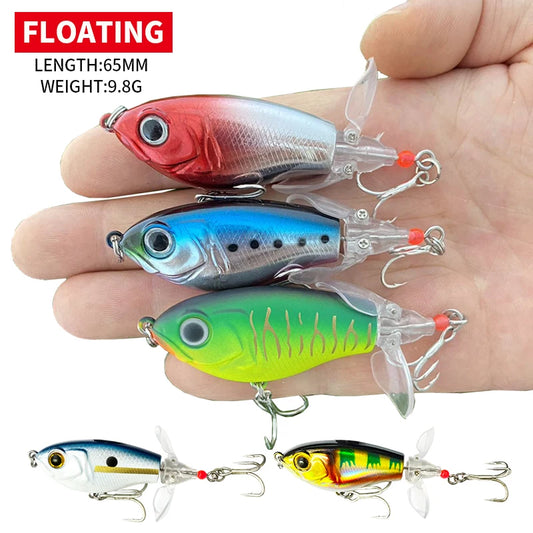 Topwater Whopper Plopper with Soft Rotating Double Propeller