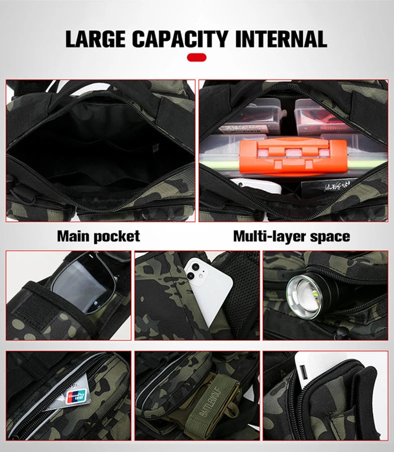 Men Fishing Tackle Bag Single Shoulder Crossbody Tactical Bags Waist Pack Fish Lures Gear Utility Storage Fishing Box Chest Bag