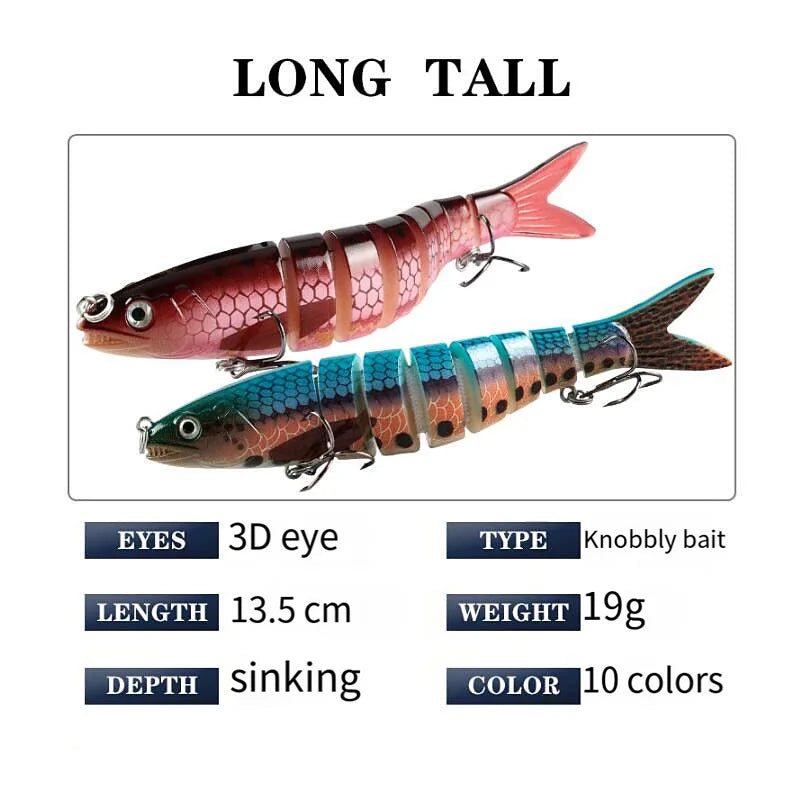 Swimbait 7 Segment Fishing Artificial Bait Hard Lures Multi Jointed 13.5cm Wobblers for Pike Trolling Crankbait