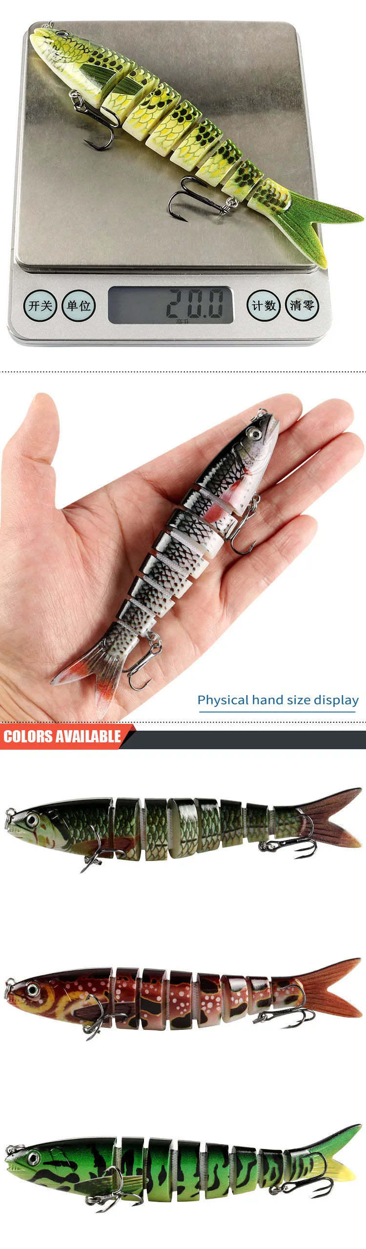 Swimbait 7 Segment Fishing Artificial Bait Hard Lures Multi Jointed 13.5cm Wobblers for Pike Trolling Crankbait