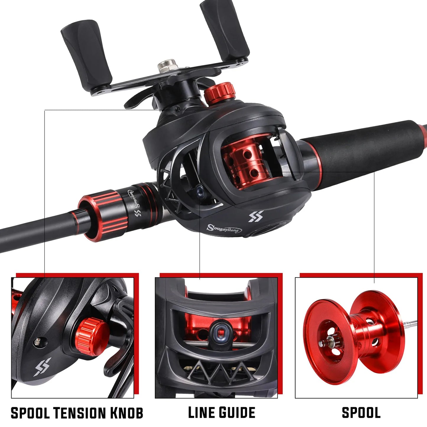 Sougayilang Fishing Rod Reel Combo 1.8~2.1m Carbon Fiber